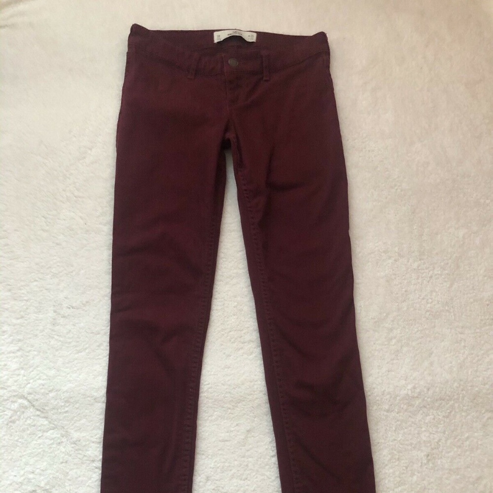 Hollister Skinny Leg Stretch Jeans Womens Juniors Size 3R W26 L31 Burgundy